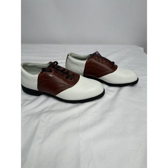 NWT Etonic Comfort Q Loc System Mens Golf‎ Shoes White & Brown Size Small 10M - Picture 2 of 16